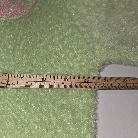 Wicked Katie Kime Women's XXL Green Fluffy Open Cardigan Sweater Bow Universal - Picture 9 of 12